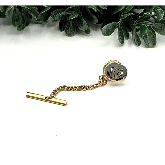 Vintage Gold-Toned Tie Tack With Chain & Bar - Picture 3 of 4